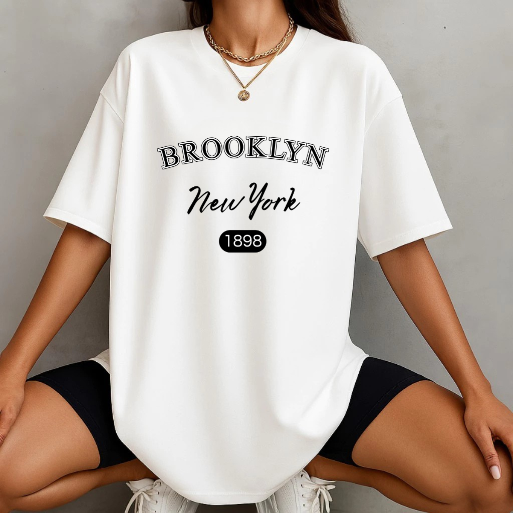 CAMISETA CAMISA BLUSA TSHIRT  FEMININA ESTAMPADA CIDADE BROOKLYN LOS ANGELES CALIFORNIA   OVERSIZED