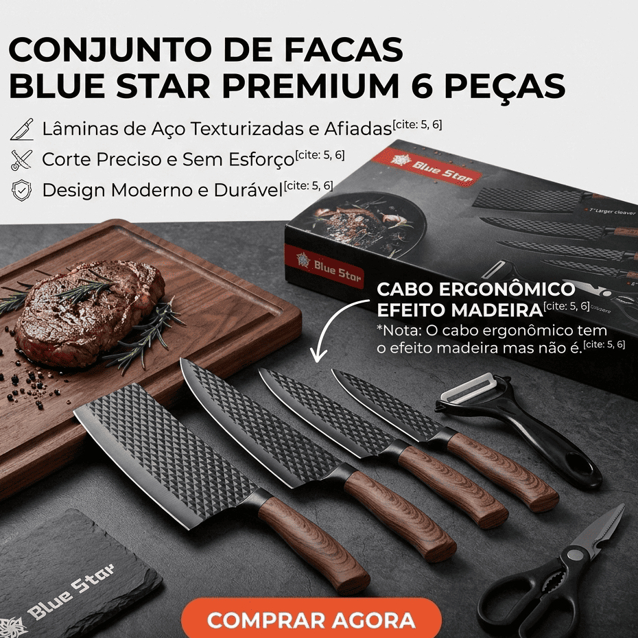 Conjunto Faca Inox 6 Peças Com Cabo Reforçado Aço Carbono Descascador Tesoura Cutelo Carne Legumes em Oferta na Shopee