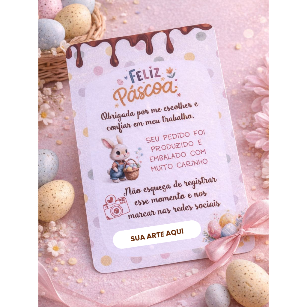 Cartão / Folheto de Agradecimento ao Cliente Páscoa Envio Imediato