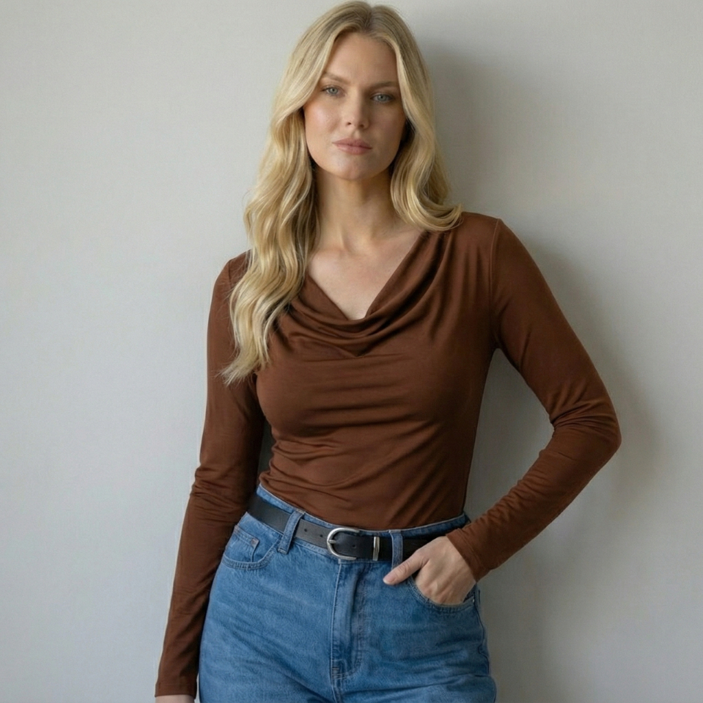 Blusa Gola Boba Elegante Feminina Manga Longa Estilosa em Oferta na Shopee