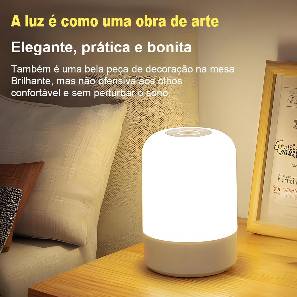 Quarto abajur toque mesa do emissor de lâmpada recarregável de cabeceira 3 modo de luz com controle remoto em Oferta na Shopee
