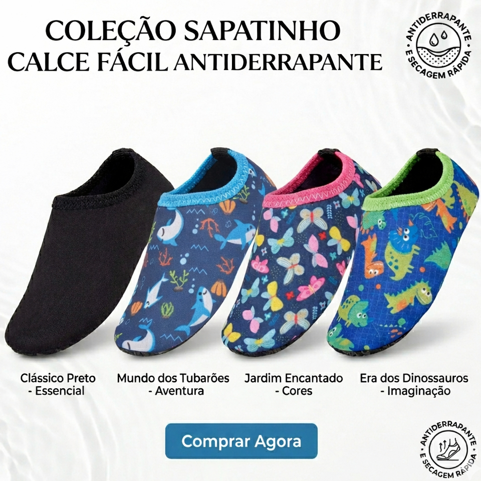 Sapatinho Calce Facil  Meia Sapatilha Antiderrapante Bebê Dia a Dia Varios Modelos em Oferta na Shopee