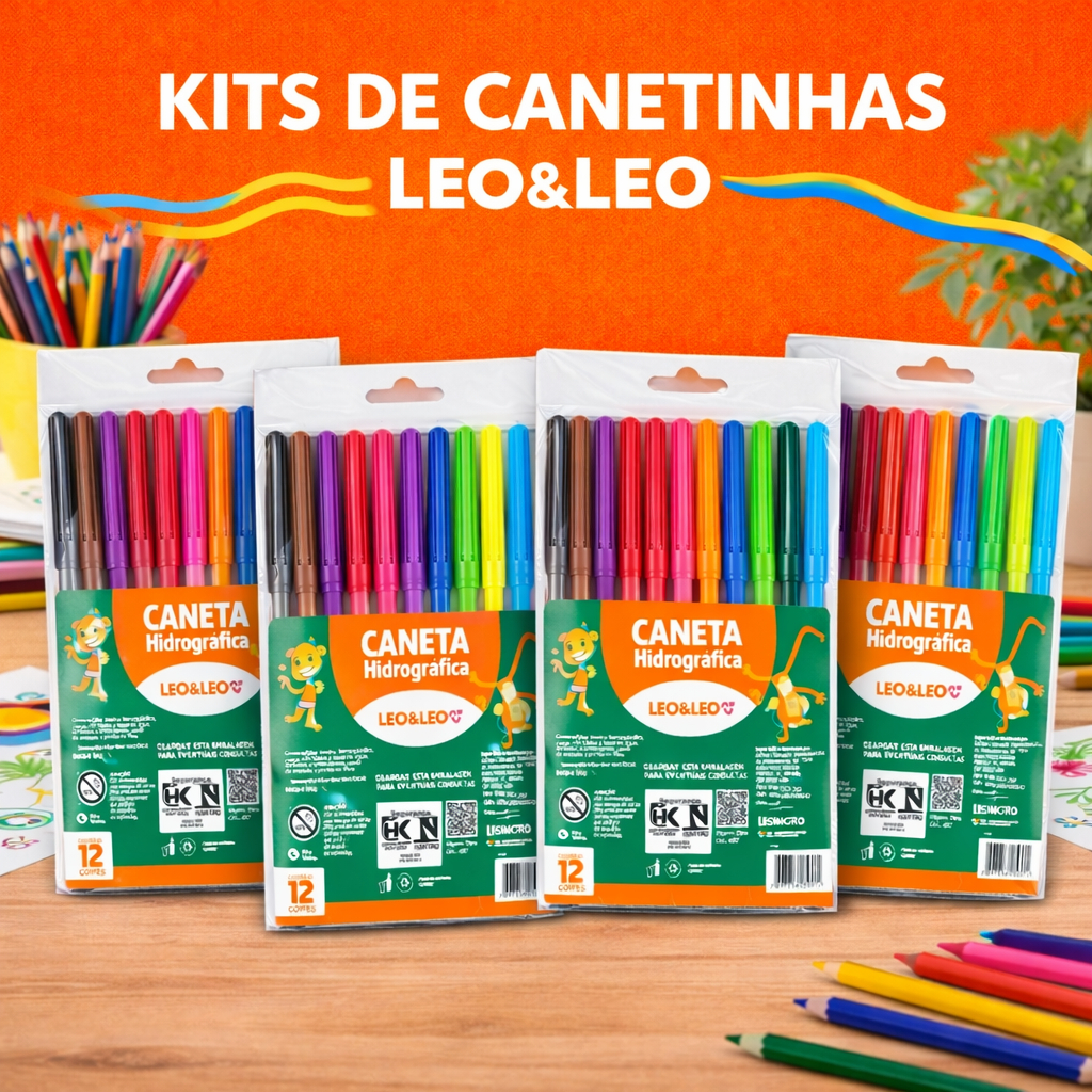 Kit Canetinha Hidrográfica Leo Leo Pacotes Em Atacado Lembrancinhas