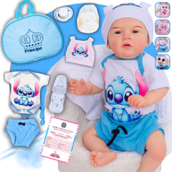 Bebê Reborn Menino Original Stitch Realista Silicone Com Bolsa Maternidade Envio Imediato - Variações