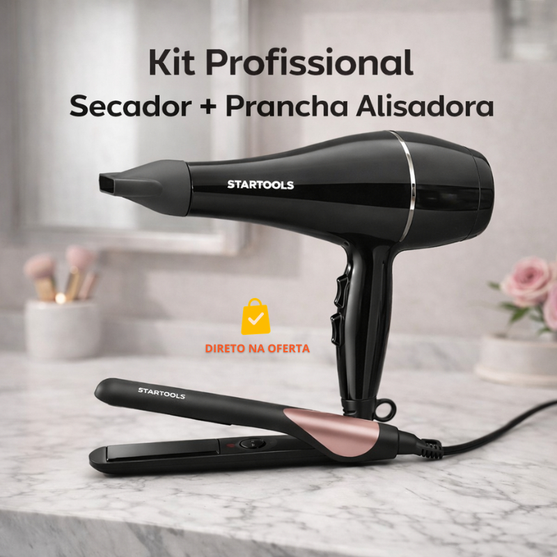 Kit Secador 1800w 127v Preto + Chapinha Bivolt Rosa 50w Profissional Prancha Alisadora Compacta — R$ 175,98 em Shopee