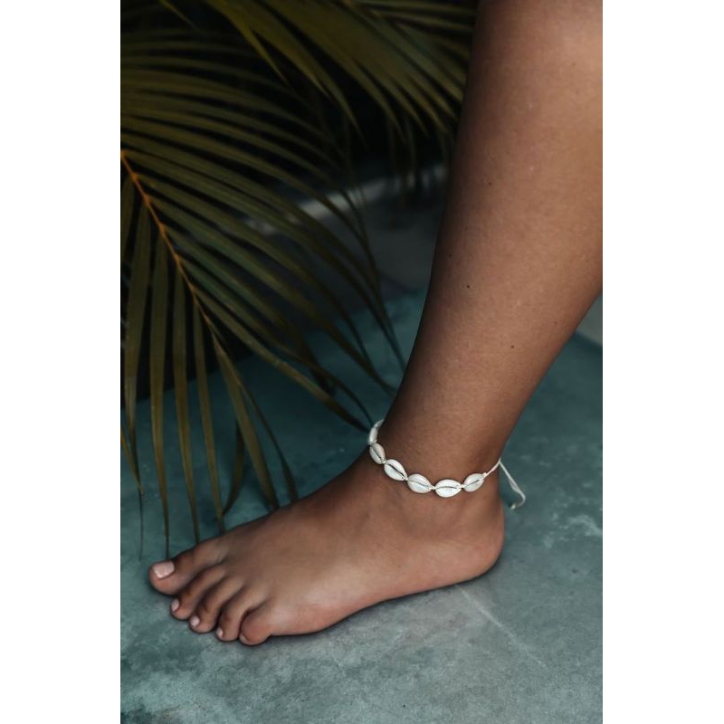 Tornozeleira/Pulseira Búzios Tornozeleira Conchas do Mar Feminina Ajustável | Acessório Praia Verão Tendência 2026 sol