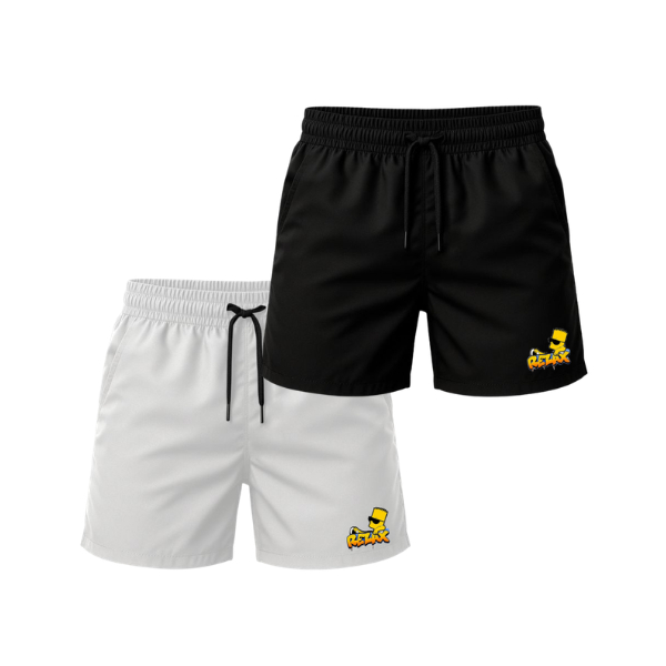 Short Tactel Kit 2 Estampado Leve e Secagem Rápida Ótimo Para Praia Corrida Treino