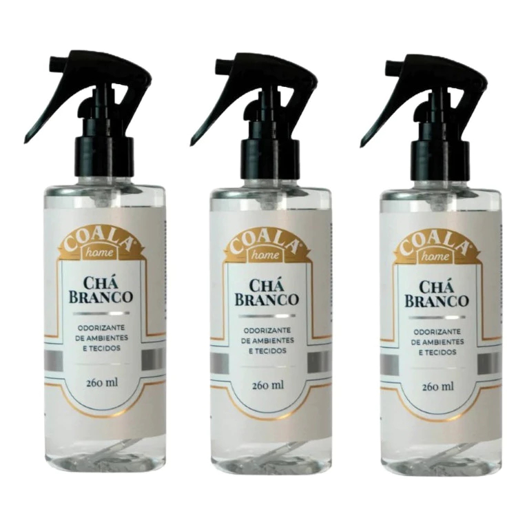 Kit 3 Unidades Coala Odorizante de Ambientes e Tecidos Chá Branco 260ML em Oferta na Shopee