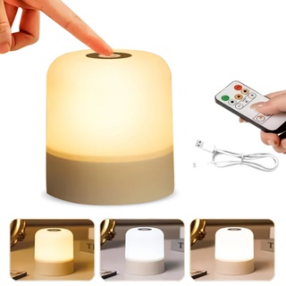 Abajur de Mesa Recarregável com Toque | 3 Modos de Luz e Controle Remoto para Quarto em Oferta na Shopee