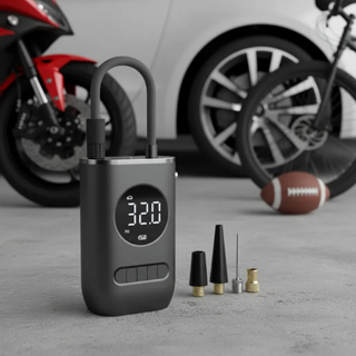 Compressor De Ar Digital Portátil Recarregável Com Calibrador E Bomba De Pneu Via Usb Preto em Oferta na Shopee