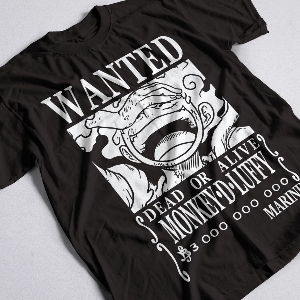 Camisa One Piece Luffy Gear 5 Wanted Unissex 100% Masculina Camiseta Anime Luffy