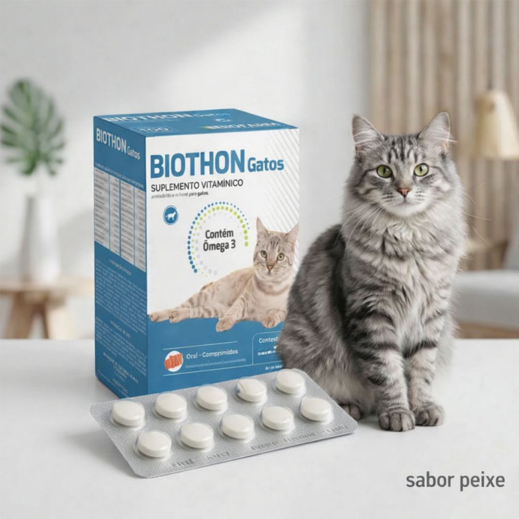 Suplemento Vitamínico Gatos Biothon BioFarm Debilitados, Apetite, Queda de pelo - 10 Compr. + Bula em Oferta na Shopee