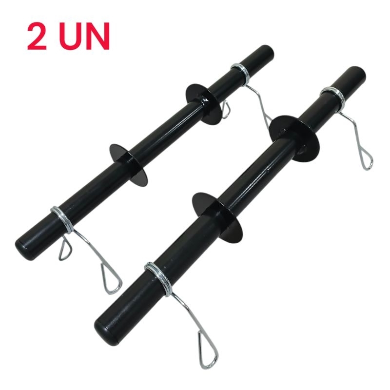 Barra oca 40 cm KIT 2 UN Halter musculação exercícios Anilha preta com presilhas Boby Pump