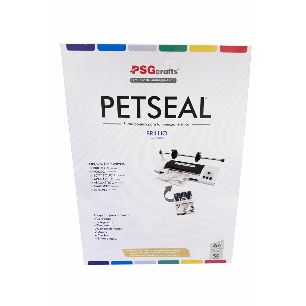PETSeal Brilho A4 175– Laminação a Quente | Pacote com 50 Lâminas em Oferta na Shopee