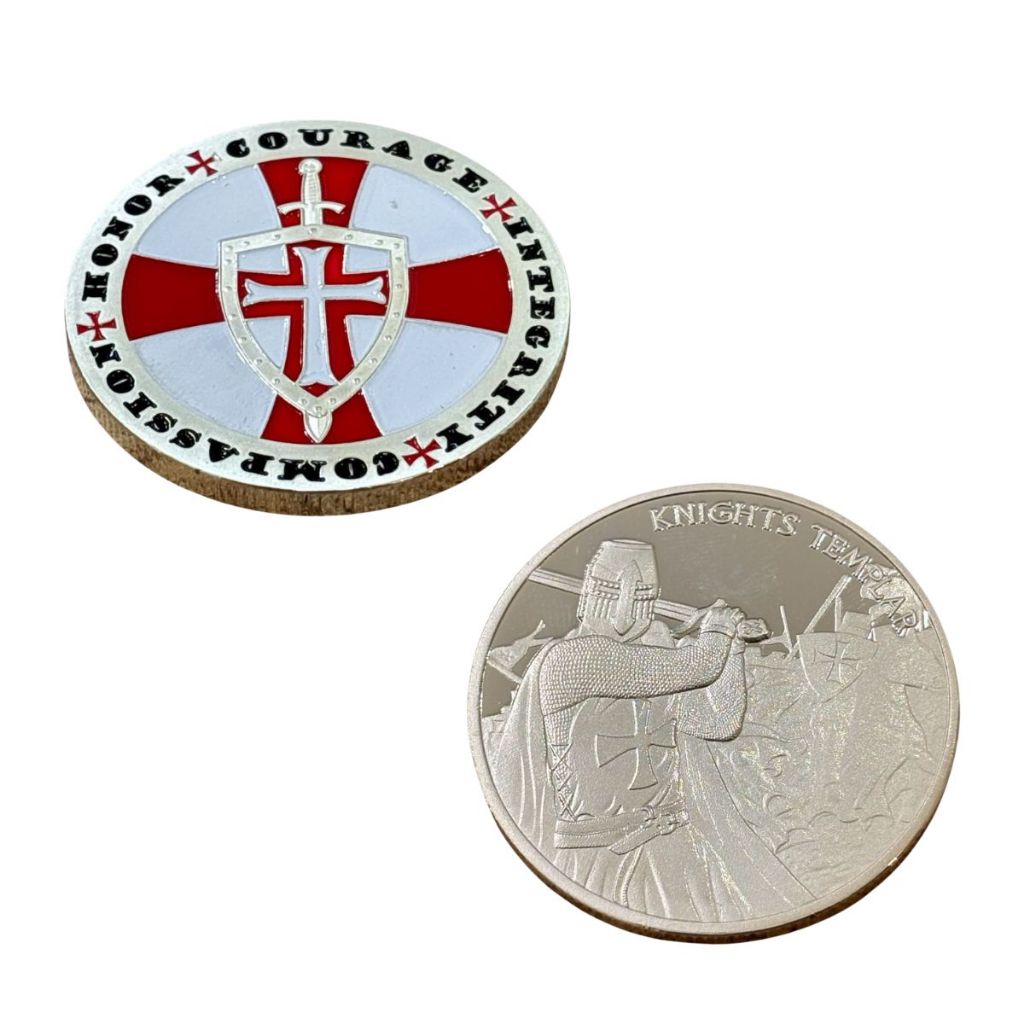 Moeda Cavaleiro Templário Medieval Coragem Honra Relevo