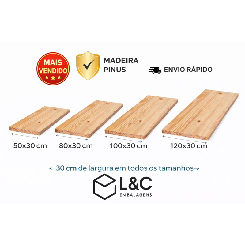 Tábua 80x30 Prateleira Estante Painel Pinus Sem Suporte em Oferta na Shopee