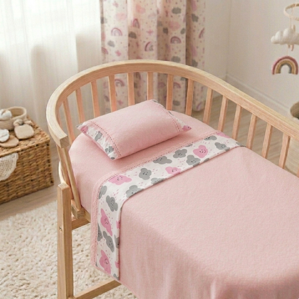 Jogo Lençol Quarto de Bebê MINI BERÇO Moisés 89X38cm 03 Peças Percal 400 Fios Super Macio