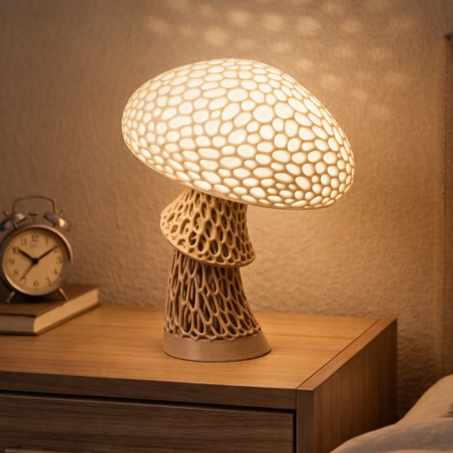 Luminária Cogumelo 3D Decoração Casa Pendente Iluminação Residencial