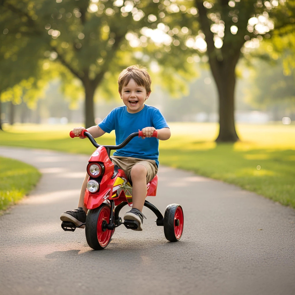 Triciclo Infantil Moto Estilo Vermelho Veiculo Criança Passeio Seguro Duravel