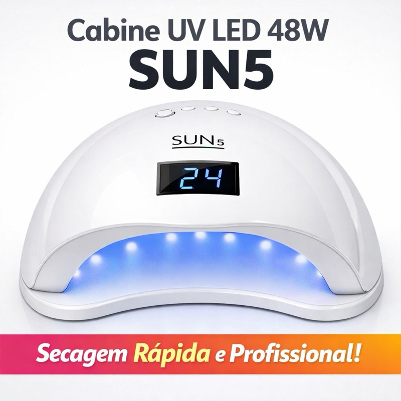 Cabine UV LED 48W SUN5 Secagem Rápida Profissional Gel Fibra Acrigel Bivolt em Oferta na Shopee