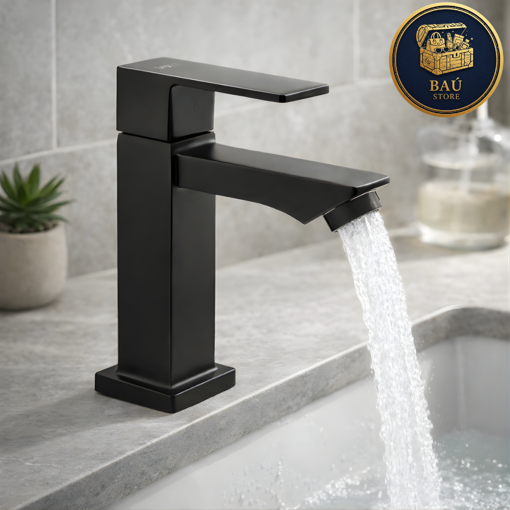 Torneira Banheiro Lavabo Cuba 100% Metal Inox Preta Fosco Cromada 1/2" Acabamento Moderno Luxuoso