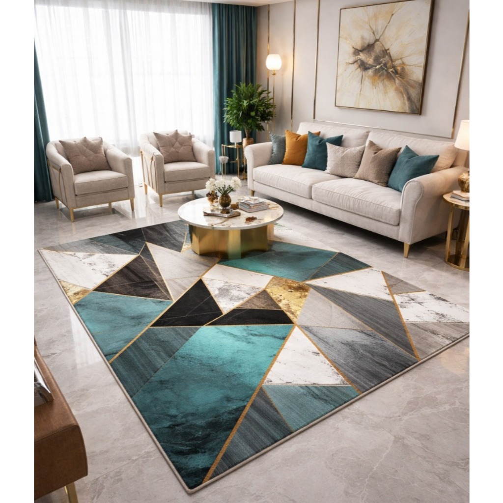 Tapete 2x2,40 Indiano Aveludado Geométrico Antiderrapante em Oferta na Shopee