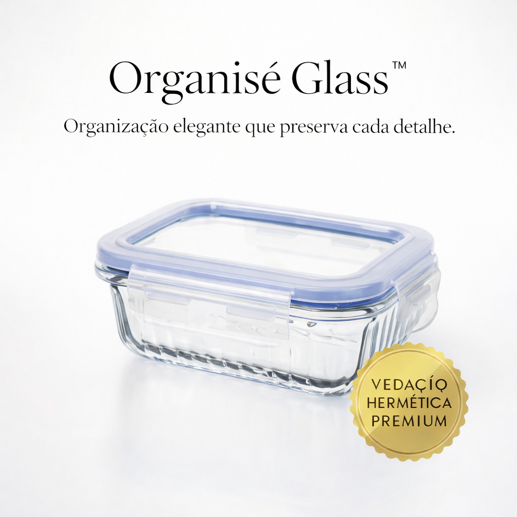 Pote Hermético de Vidro 370ml Retangular com Tampa Vedação – Organizador para Geladeira Mantém Alimentos Frescos