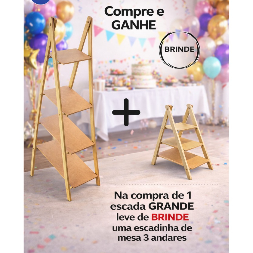 Escadinha De Chao 4 Andares Oferta Especial Mdf Cru MAIS BRINDE em Oferta na Shopee