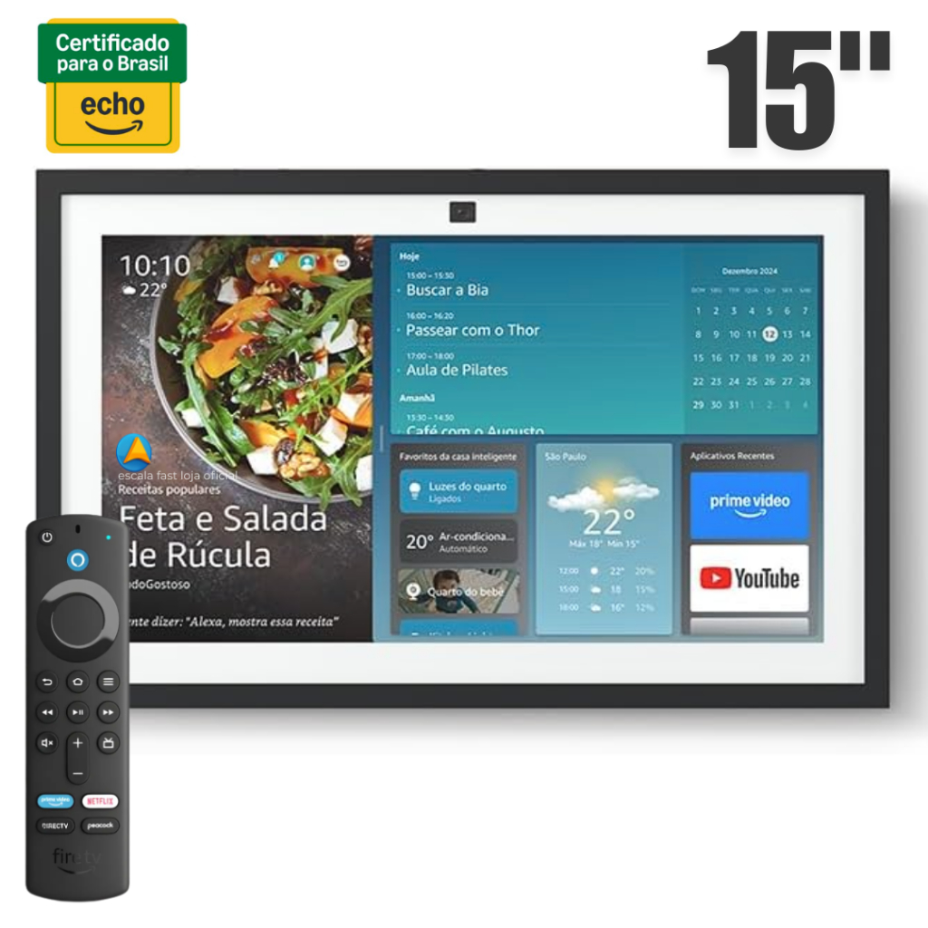 Amazon Echo Show 15 Tela Smart + Fire Stick Imbutido (2ª Geração) 15.6" Full HD