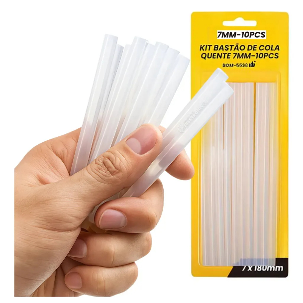 Bastão Cola Quente 7mm Transparente-Kit com 10 Unidades em Oferta na Shopee