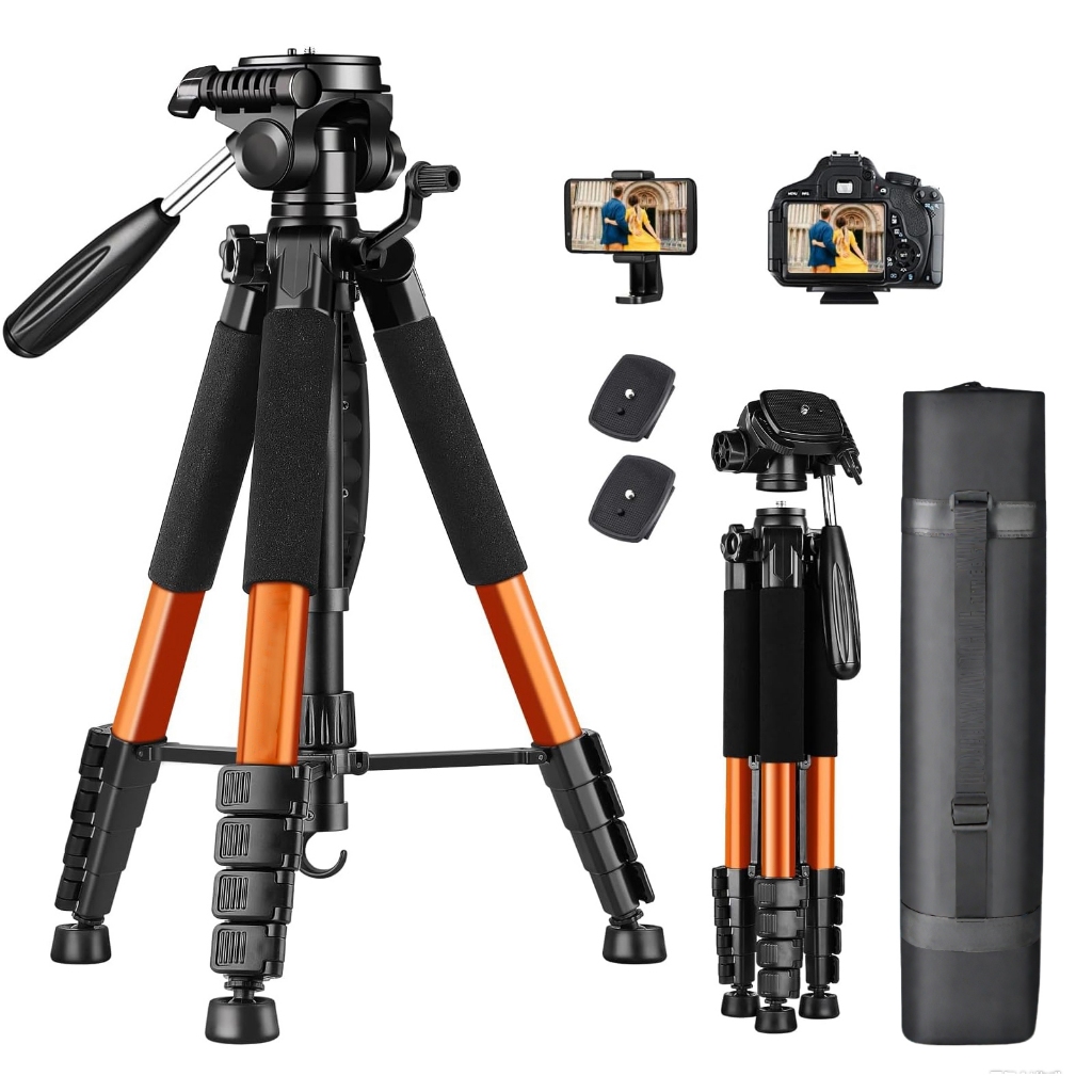 Tripé Profissional Para Câmera E Celular Universal 1,80 Mts 360 Graus + Suporte+Bolsa