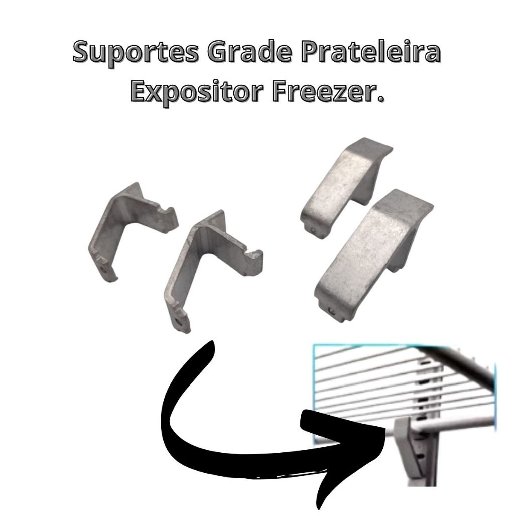 12 Suportes Grade Prateleira Expositor Freezer Gelopar.