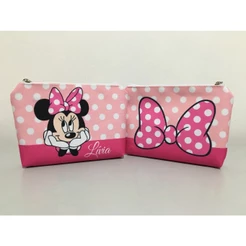 Necessaire Minnie rosa bolsinha lembrancinha personalizada com nome