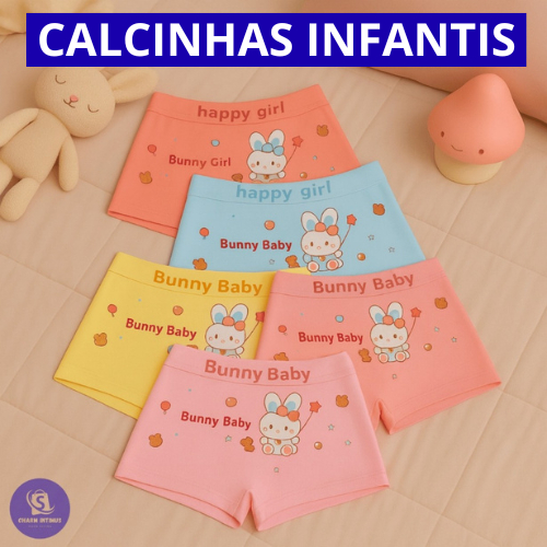 Kit Calcinhas Boxer Infantil Conforto Diário Cores Sortidas Tecido Macio e Respirável em Oferta na Shopee