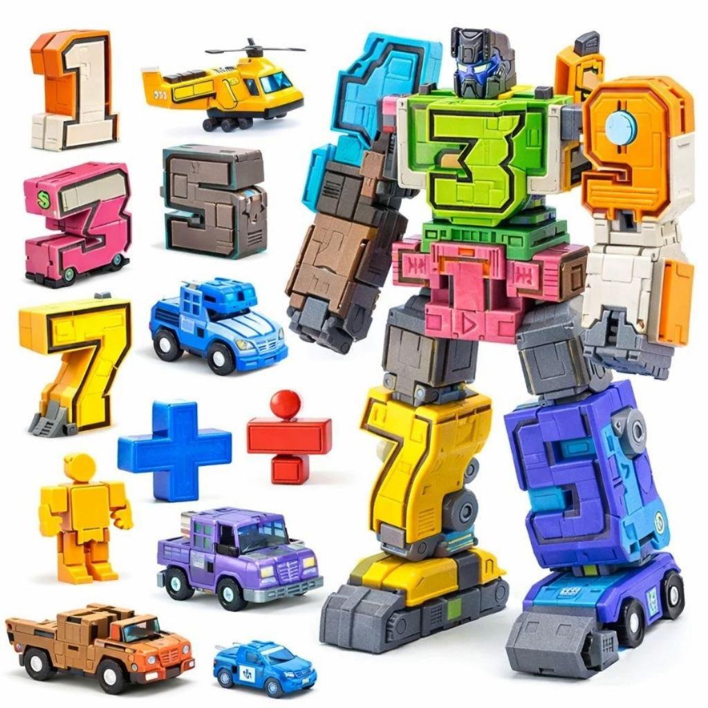 Kit 10 Números e Sinais Tranformers Robot Infantil Brinquedo Educativo