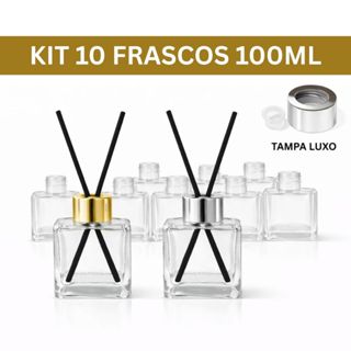 Kit 10 Frascos de Vidro para Aromatizador de Ambiente Cubo 100ml Tampa Luxo Varetas - Lembrancinha em Oferta na Shopee