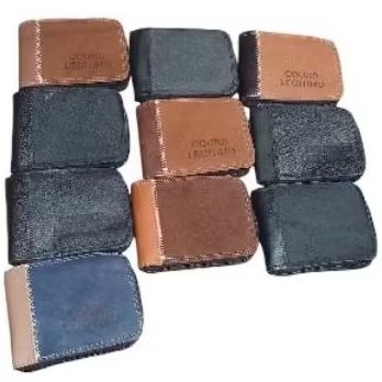 kit 16 carteira de couro masculina com ziper