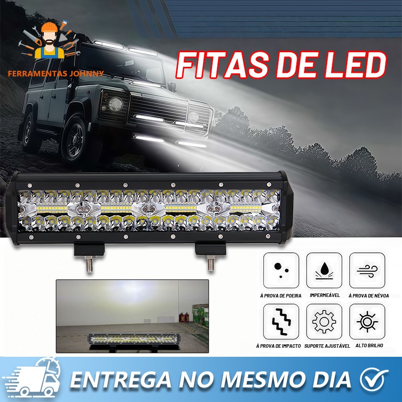 Farol Milha Barra LED 300w Universal Automotivo 12v 24v Caminhão Carro Trator Agrícola 100 Leds  Automotivo