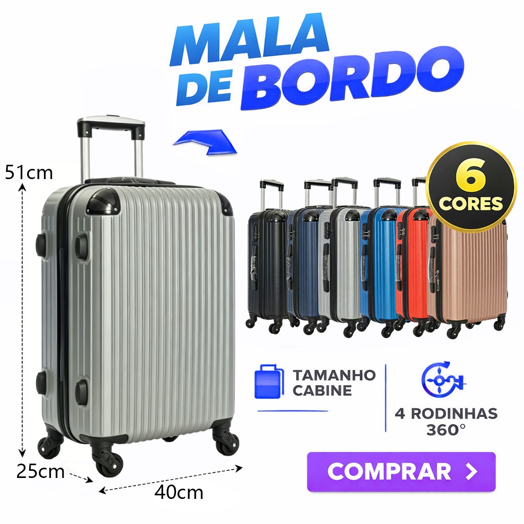 Malas De Viagem Rodinhas 360 Senha Mala Viagem Bordo Abs 9kg-10kg Rodinhas 360 Design Premium -2401