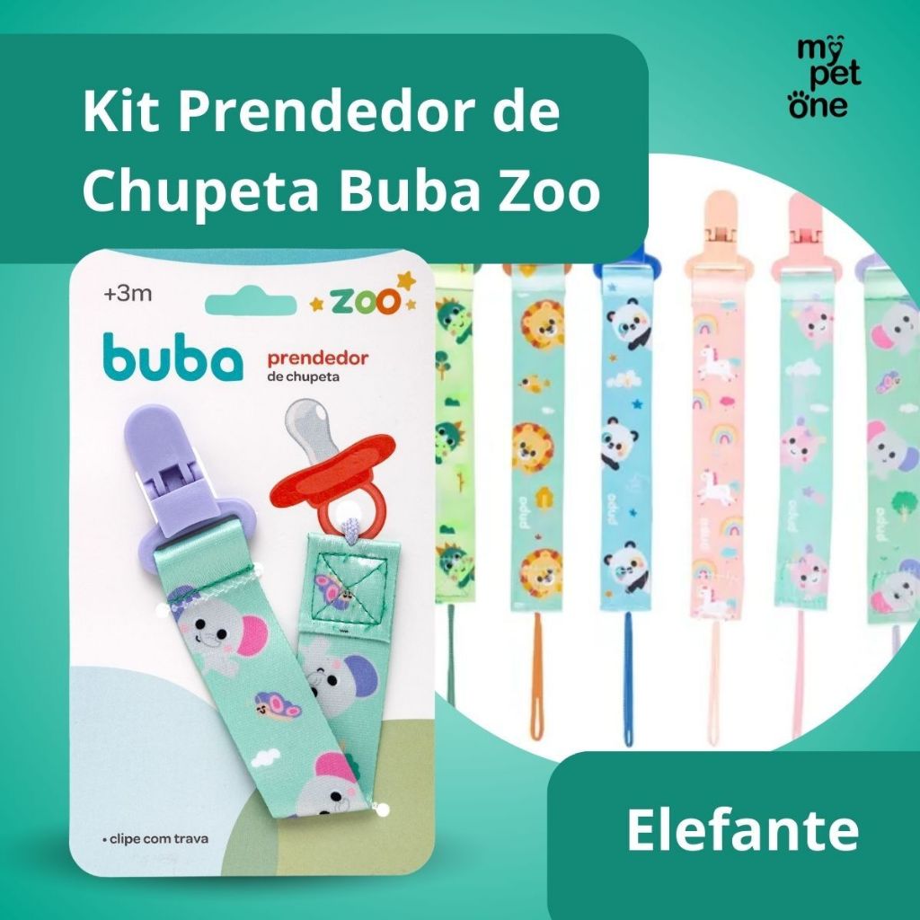 Prendedor De Chupeta Com Trava Resistente Buba Zoo - Elefante em Oferta na Shopee