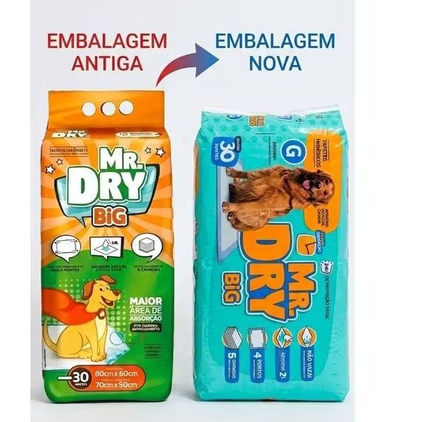 Tapete Higiênico com 30 unid Mr Dry Big 80X60cm