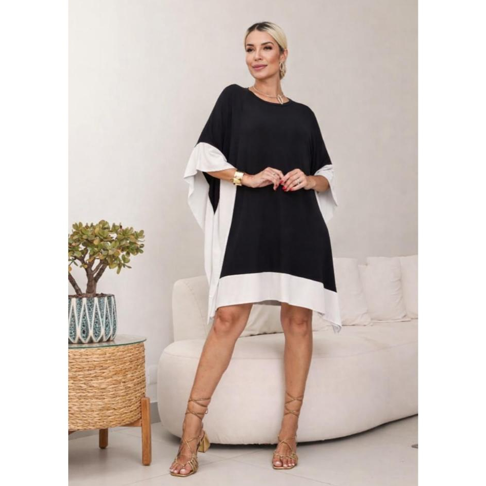 Vestido Amplo Bata Kaftan Maya Manga Morcego Viscolycra Saida de Praia Feminino Vest Legging