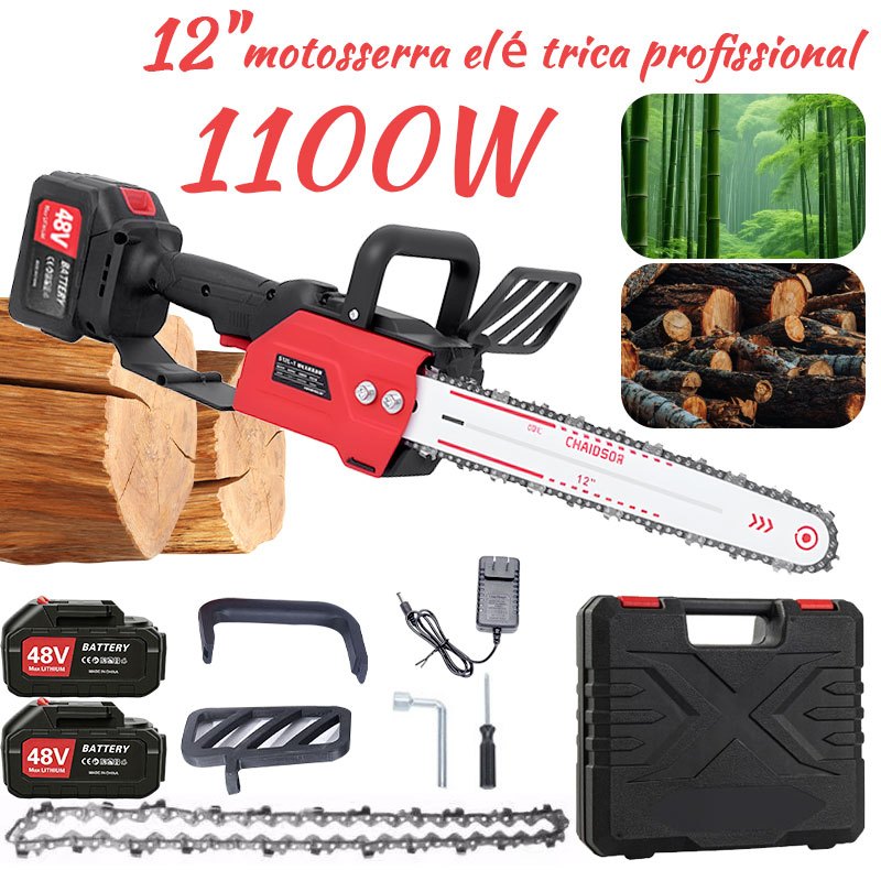 Motosserra Elétrica a Bateria 12” Potente Sem Fio e Pronta para o Trabalho Pesado VITOR em Oferta na Shopee
