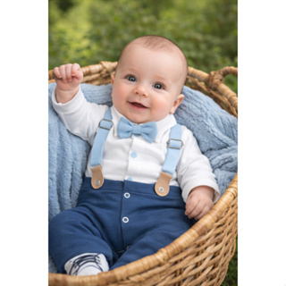 Saida Maternidade Menino Suspensório Azul Petroleo em Oferta na Shopee