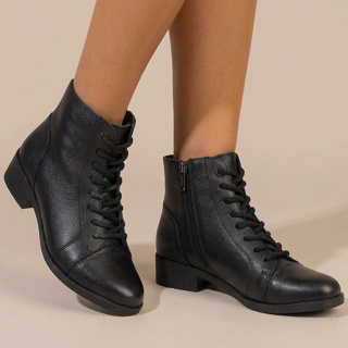 Bota Feminina Vittal Jenifer em Couro Legitimo Cano Curto Fechamento Cadarço em Oferta na Shopee