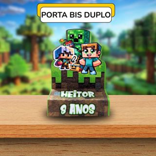 20 Porta Bis Duplo Personalizado Minecraft Bloco Jogo Menino Menina Festa De Aniversario Lembranca em Oferta na Shopee
