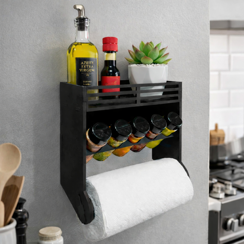 Porta Temperos Potes Prateleira Cozinha Organizador Condimento