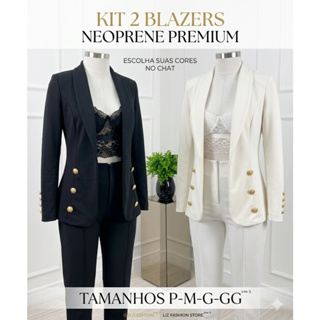 kit 2 blazer femenino  neoprene 12 botones cores tendencia 2026 em Oferta na Shopee