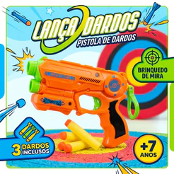 Lança Dardos Infantil com 3 Dardos de Espuma Pistola de Brinquedo Presente Menino 7+ Anos