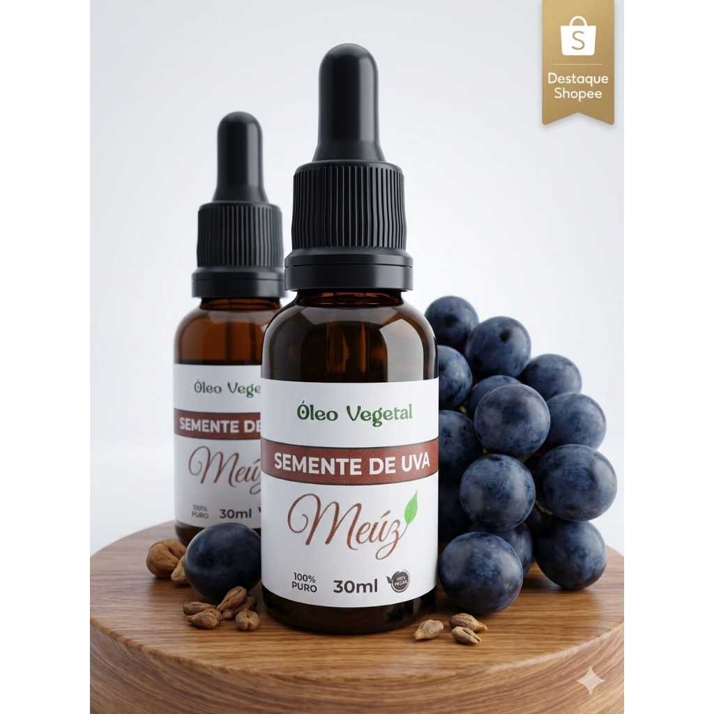 Óleo vegetal semente uva 100% puro orgânico multifuncional pele e cabelo